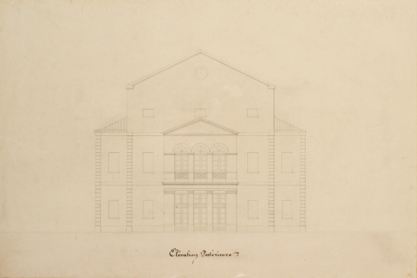 Théâtre de Dôle. Convenance, Economie [projet H]. Elévation postérieure. S.d. [1839]. © Région Bourgogne-Franche-Comté, Inventaire du patrimoine