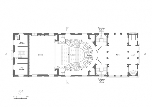 Plan du 1er étage. D'après un plan non daté du cabinet Chatillon Architectes. © Région Bourgogne-Franche-Comté, Inventaire du patrimoine
