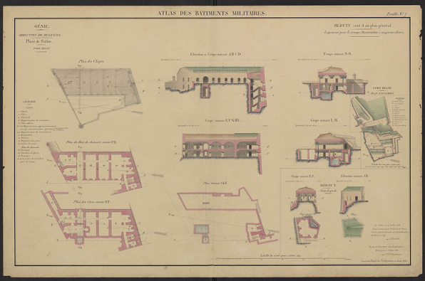 Place de Salins. Fort Belin. Réduit - côté A au plan général. 1848. © Service historique de la Défense