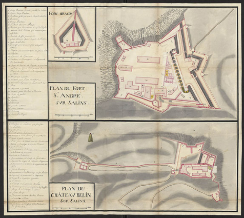 Plan des forts de Salins relatifs au projet pour 1717. © Service historique de la Défense