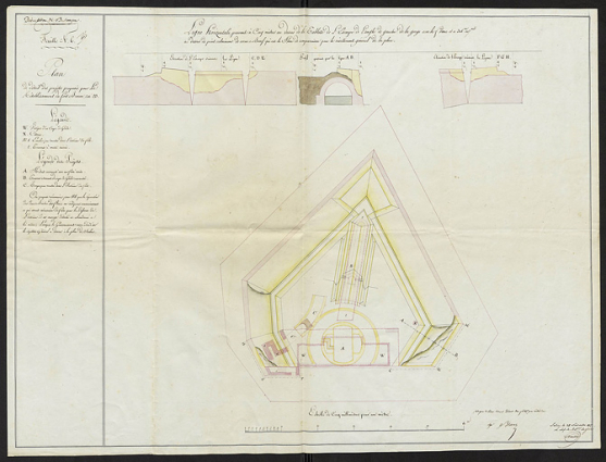 Plan de détail des projets proposés pour le rétablissement du fort Bracon. 1817. © Service historique de la Défense