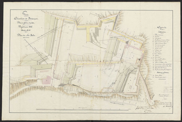 Génie. Direction de Besançon. Place de Salins (Fort Belin). Projets pour 1826. Plan du fort Belin. Mars 1826. © Service historique de la Défense