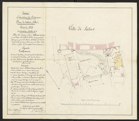 Place de Salins (ville) [...]. Plan des terrains cédés à différentes époques par l'Etat à la ville de Salins [...], 1824. © Service historique de la Défense