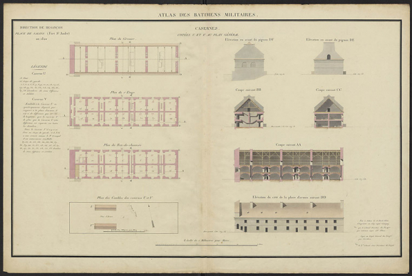 Place de Salins (Fort St André). An 1820. Casernes. © Service historique de la Défense