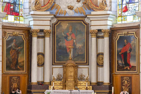 Retable et tabernacle du maître-autel en 2022. © Région Bourgogne-Franche-Comté, Inventaire du patrimoine