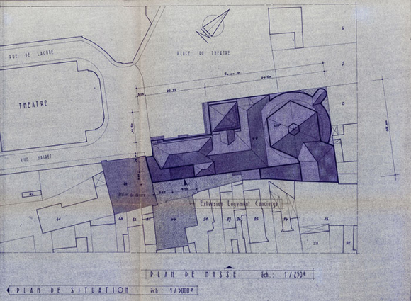 Kursaal. Implantation. Plan de masse. Juin 1979. © Région Bourgogne-Franche-Comté, Inventaire du patrimoine