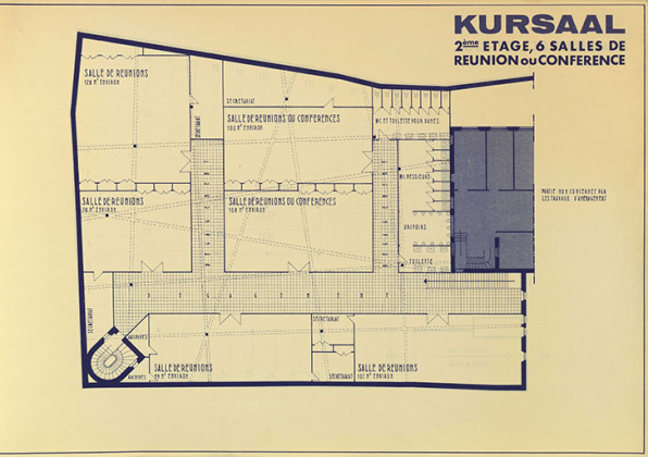 Le Kursaal. Avant-projet de transformation. 2ème étage, 6 salles de réunion ou conférence. Janvier 1968. © Région Bourgogne-Franche-Comté, Inventaire du patrimoine