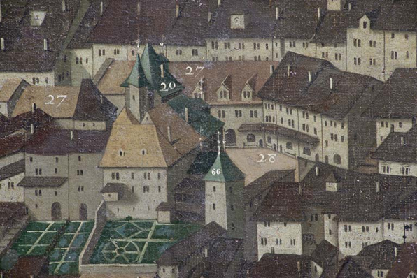 Détail du tableau de Nicolas Richard : Arguince maison de vile (n°20). 1628. © Région Bourgogne-Franche-Comté, Inventaire du patrimoine Détail du tableau de Nicolas Richard : Arguince maison de vile (n°20). 1628. © Région Bourgogne-Franche-Comté, Inventaire du patrimoine