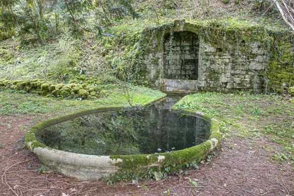 Partie est du parc : fontaine et bassin. © Région Bourgogne-Franche-Comté, Inventaire du patrimoine