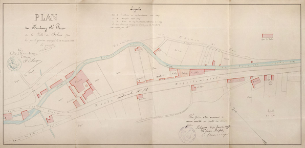 Plan du faubourg Saint-Pierre de la ville de Salins, 1898. © Région Bourgogne-Franche-Comté, Inventaire du patrimoine Plan du faubourg Saint-Pierre de la ville de Salins, 1898. © Région Bourgogne-Franche-Comté, Inventaire du patrimoine