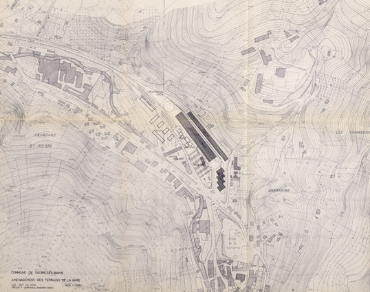 Aménagement des terrains de la gare, s.d. [vers 1968]. © Région Bourgogne-Franche-Comté, Inventaire du patrimoine