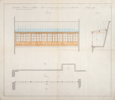 Institution Sainte-Marie de Salins. Projet de passage couvert entre les deux bâtiments, s.d. [1879]. © Région Bourgogne-Franche-Comté, Inventaire du patrimoine