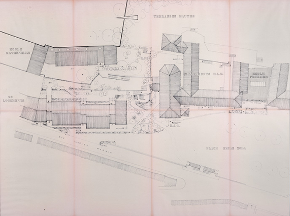 Ancien lycée Considerant. Plan d'aménagement, s.d. [1977]. © Région Bourgogne-Franche-Comté, Inventaire du patrimoine