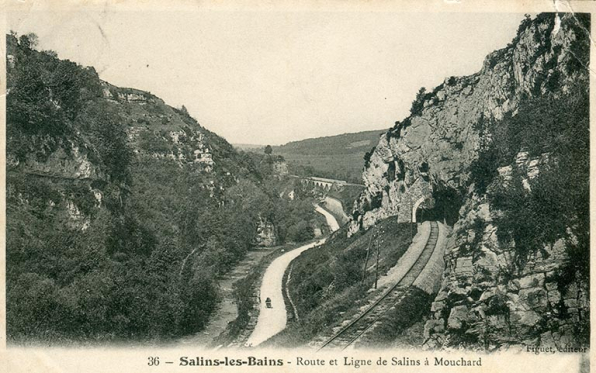 Salins-les-Bains – Route et ligne de Salins à Mouchard, s.d. [fin 19e ou début 20e siècle]. © Région Bourgogne-Franche-Comté, Inventaire du patrimoine