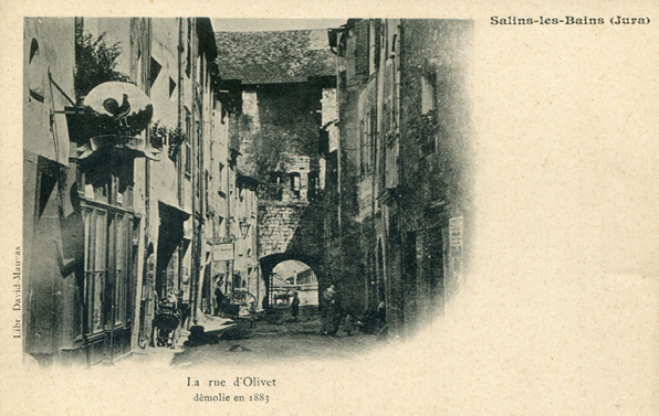 Salins-les-Bains. La rue d'Olivet démolie en 1883, s.d. [avant 1883]. © Région Bourgogne-Franche-Comté, Inventaire du patrimoine