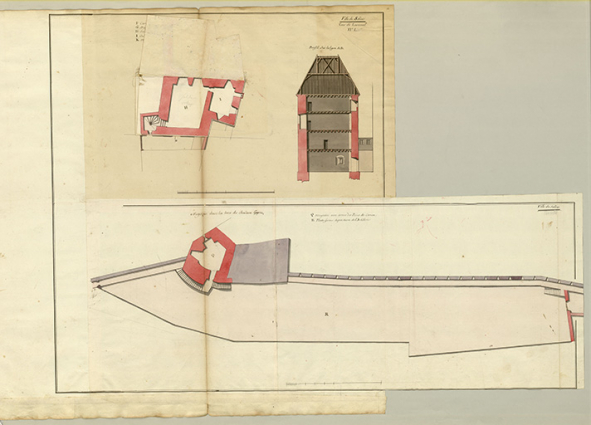 Folio 12. Tour de Larcenal. Magazin dans la tour du chateau Guyon, 1756  [2e étage]. © Archives municipales, Besançon