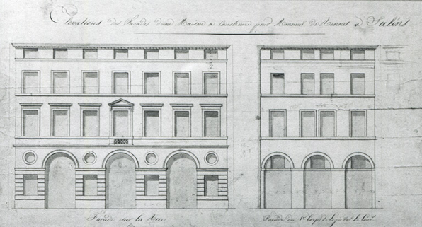 Elévation de la façade sur rue, s.d. [vers 1827]. © Région Bourgogne-Franche-Comté, Inventaire du patrimoine