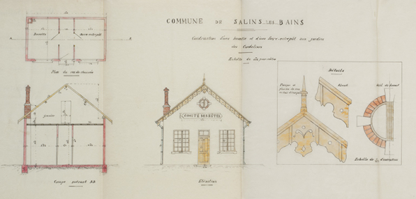 Construction d'une buvette avec entrepôt-serre au jardin des Cordeliers, 1927. © Archives municipales, Besançon Construction d'une buvette avec entrepôt-serre au jardin des Cordeliers, 1927. © Archives municipales, Besançon