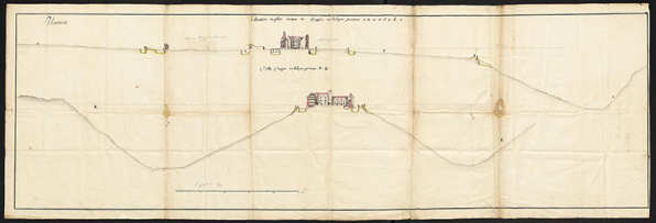 Elévation en coupe du château de Blamont. 1687. © Service historique de la Défense