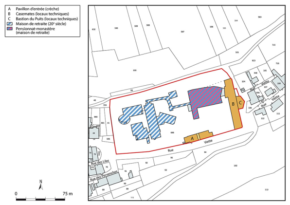 Plan-masse et de situation. Extrait du plan cadastral, 2022, 1/1 500. © Région Bourgogne-Franche-Comté, Inventaire du patrimoine
