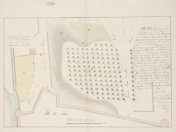 Plan géométrique de deux pièces de terre [...], 1813. © Région Bourgogne-Franche-Comté, Inventaire du patrimoine