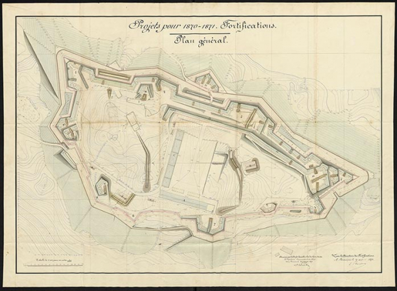 Place des Rousses - Projets pour 1870-1871 : plan général. © Service historique de la Défense Place des Rousses - Projets pour 1870-1871 : plan général. © Service historique de la Défense