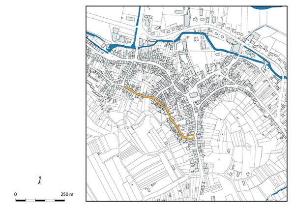 Plan-masse et de situation. Extrait du plan cadastral numérisé de la direction générale des finances publiques, 2025, 1/5 000. © Région Bourgogne-Franche-Comté, Inventaire du patrimoine