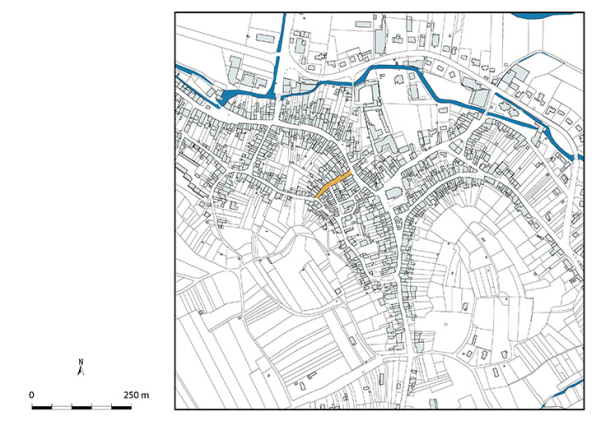 Plan-masse et de situation. Extrait du plan cadastral numérisé de la direction générale des finances publiques, 2025, 1/5 000. © Région Bourgogne-Franche-Comté, Inventaire du patrimoine