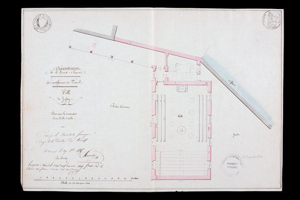 Plan de la salle d'asile, 1845. © Région Bourgogne-Franche-Comté, Inventaire du patrimoine