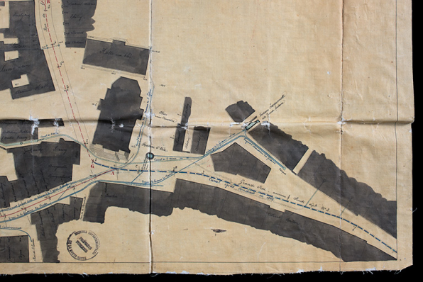 Construction d'un canal-égoût dans la traverse de Jussey [détail du plan], 1866. © Région Bourgogne-Franche-Comté, Inventaire du patrimoine