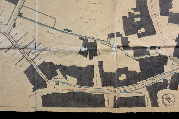 Construction d'un canal-égoût dans la traverse de Jussey [détail du plan], 1866. © Région Bourgogne-Franche-Comté, Inventaire du patrimoine