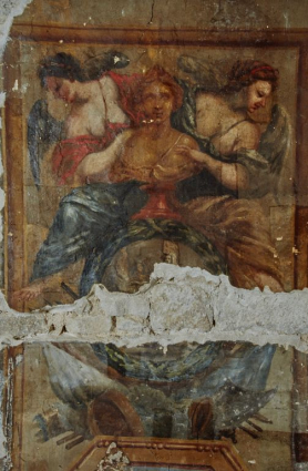 Peinture de l'embrasure de la porte : détail. © Région Bourgogne-Franche-Comté, Inventaire du patrimoine Peinture de l'embrasure de la porte : détail. © Région Bourgogne-Franche-Comté, Inventaire du patrimoine