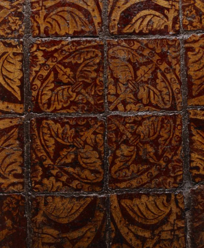 Décor complet de 4 carreaux de pavement, au sol du château. © Région Bourgogne-Franche-Comté, Inventaire du patrimoine Décor complet de 4 carreaux de pavement, au sol du château. © Région Bourgogne-Franche-Comté, Inventaire du patrimoine