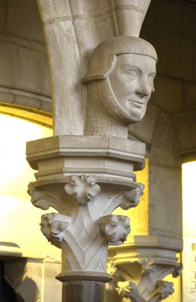 Bâtiment du réfectoire : partie sud du bâtiment, vestibule : décor néo-gothique. © Région Bourgogne-Franche-Comté, Inventaire du patrimoine