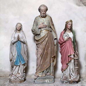 Vierge de Lourdes, saint Joseph et sainte Barbe. © Région Bourgogne-Franche-Comté, Inventaire du patrimoine