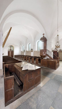 Nef, vue depuis l'avant-choeur. © Région Bourgogne-Franche-Comté, Inventaire du patrimoine