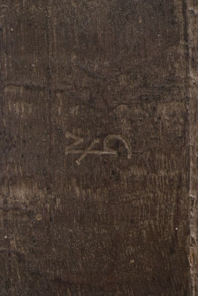 Marque au revers du panneau. © Région Bourgogne-Franche-Comté, Inventaire du patrimoine