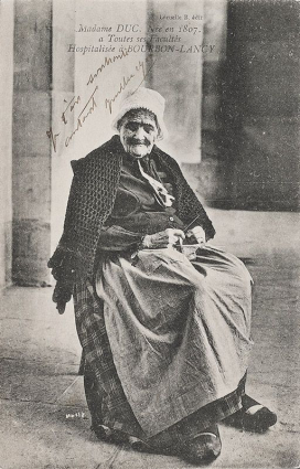 Madame DUC. Née en 1807. / a Toutes ses Facultés / Hospitalisée à BOURBON-LANCY. © Région Bourgogne-Franche-Comté, Inventaire du patrimoine