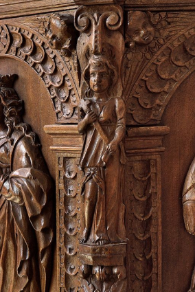 Détail de la cuve : ange. © Région Bourgogne-Franche-Comté, Inventaire du patrimoine