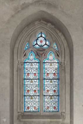 Verrière de la tribune droite. © Région Bourgogne-Franche-Comté, Inventaire du patrimoine