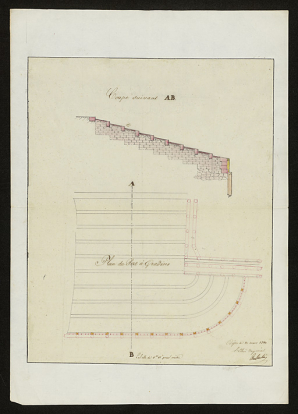 Plan et coupe du port à gradins. 1840. © CD21/F.PETOT/2020