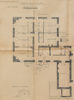 Plan du pavillon annexe ("Azura"). © Région Bourgogne-Franche-Comté, Inventaire du patrimoine