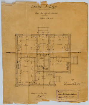 Plan du rez-de-chaussée (1905). © Région Bourgogne-Franche-Comté, Inventaire du patrimoine