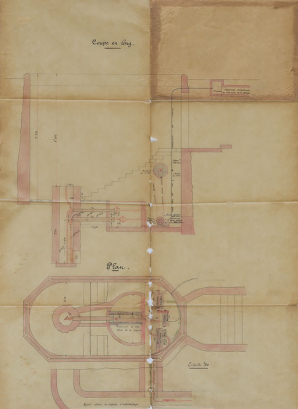 Installation d'un système de pompage dans la nouvelle chambre de captage (1904). © Région Bourgogne-Franche-Comté, Inventaire du patrimoine