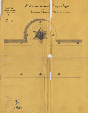 Promenoirs d'Ernest Panz (1895) : détails d'une rosace, motif décoratif de bordure de toit. © Région Bourgogne-Franche-Comté, Inventaire du patrimoine