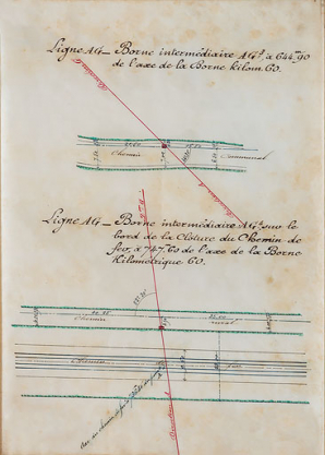 Plan de la position des bornes, bornes intermédiaires AG3 et AG4. © Région Bourgogne-Franche-Comté, Inventaire du patrimoine