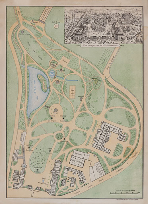 Situation du casino-théâtre dans le parc thermal, plan (vers 1896). © Région Bourgogne-Franche-Comté, Inventaire du patrimoine