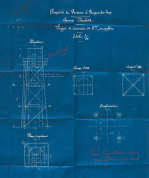 Plan et élévation du réservoir (1909). © Région Bourgogne-Franche-Comté, Inventaire du patrimoine