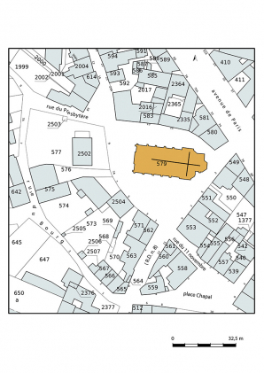 Plan-masse et de situation, extrait du plan cadastral (2021). © Région Bourgogne-Franche-Comté, Inventaire du patrimoine