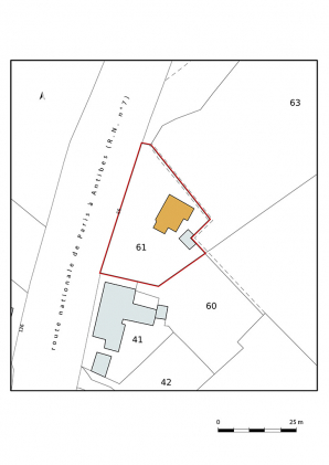 Plan-masse et de situation, extrait du plan cadastral (2021). © Région Bourgogne-Franche-Comté, Inventaire du patrimoine